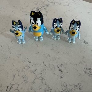 Set of 4 Bluey family Cartoon Dog Figures play toys